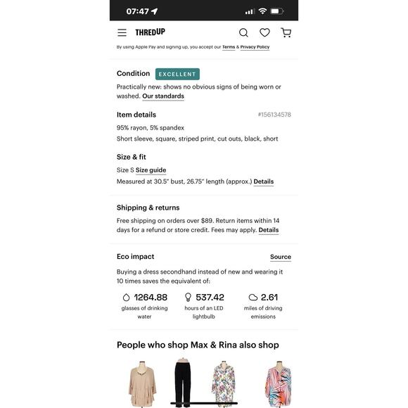 Max Studio Weekend Black and White Striped Grommets Sheath Dress Size Small - Picture 3 of 3